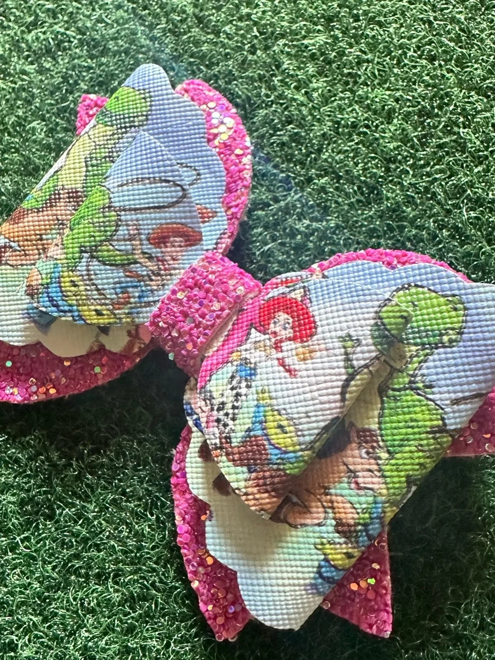 Kids Pink Glitter Toy Story Bow Hair Clip